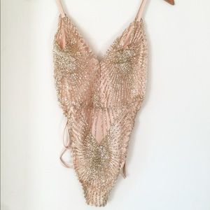 Glitzy Nude Peach Bodysuit